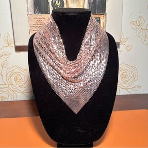 Whiting & Davis Stunning Lt. Pink Mesh Bib Necklace